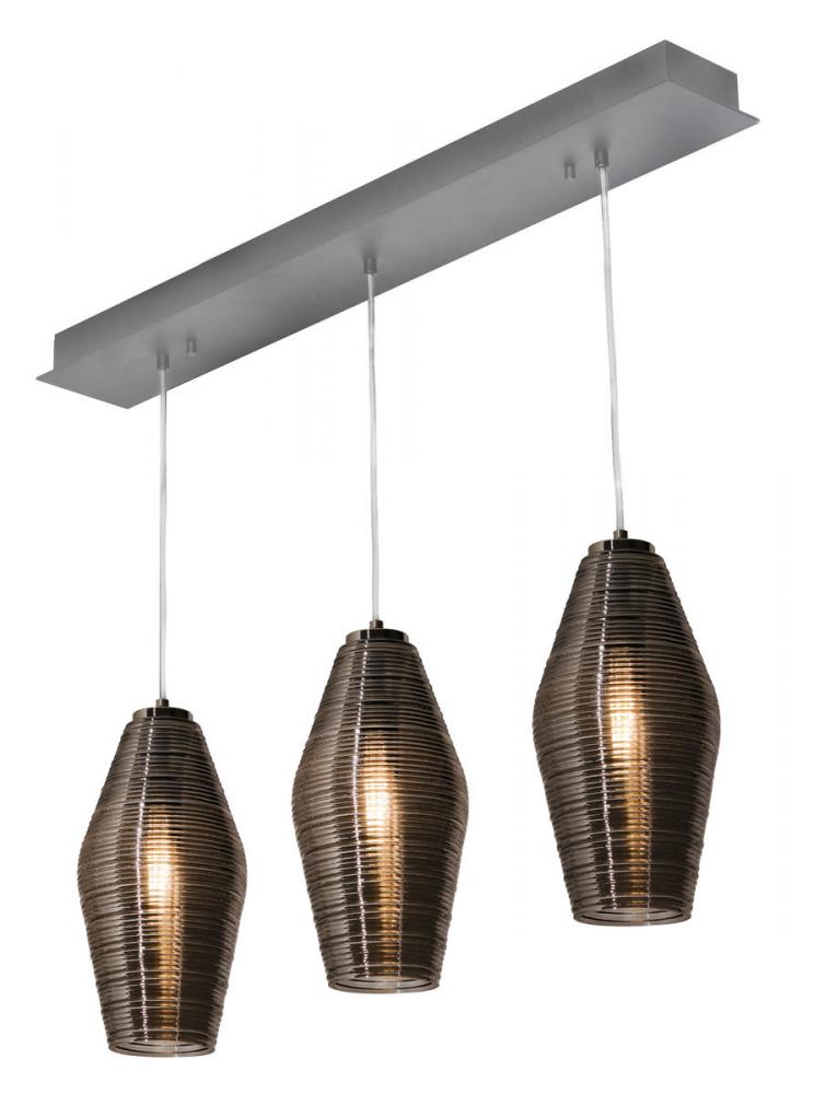 Mila 3 Light Linear Pendant,120V,Satin Nickel