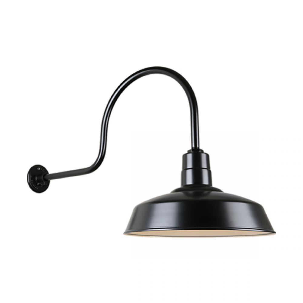 18" Gooseneck Light Warehouse Shade, QSNHL-C Arm