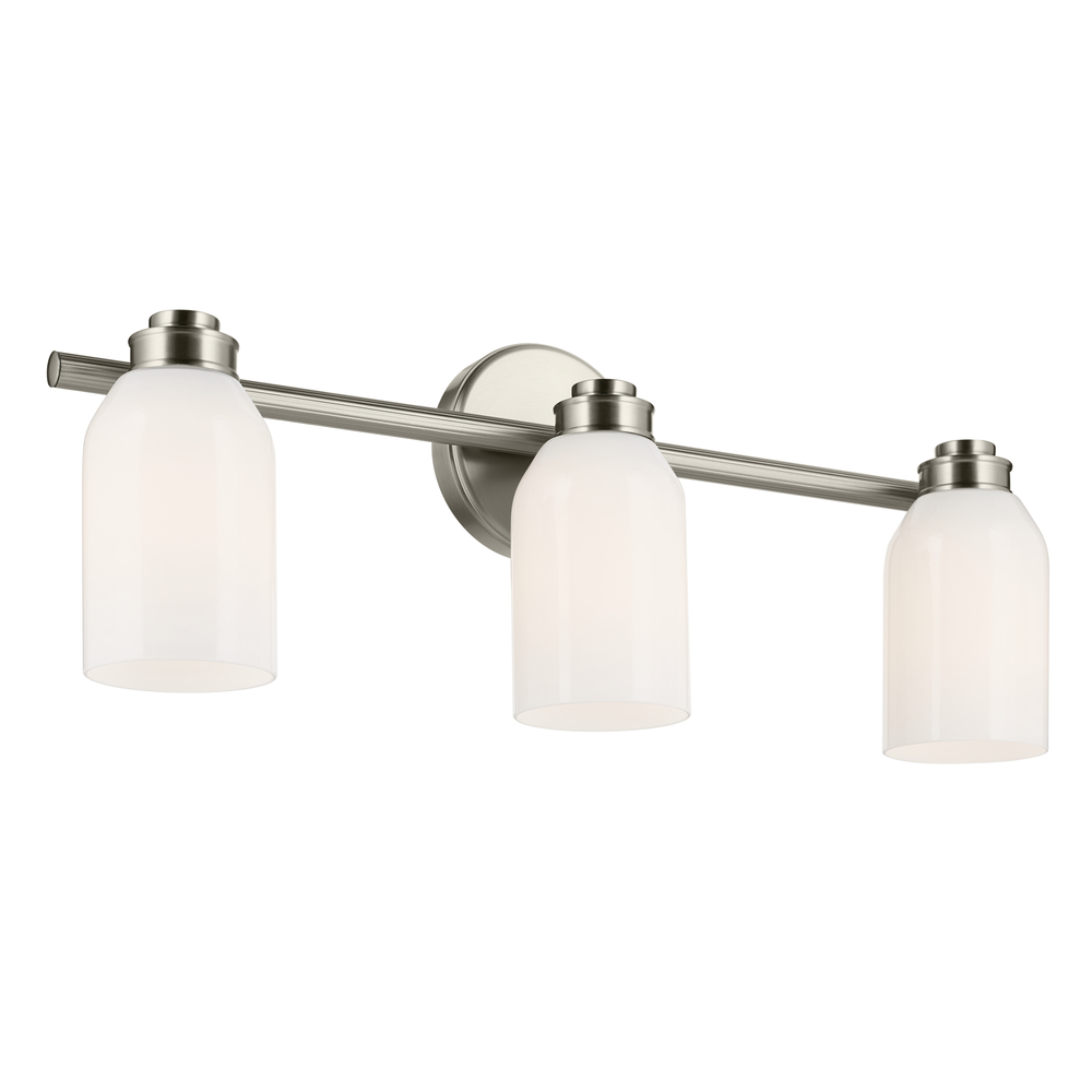 Shae 24.25" 3-Light Vanity Light with White Opal Glass in Brushed Nickel