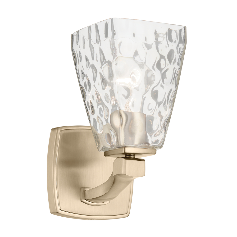 Marant 9.5" 1-Light Wall Sconce with Clear Water Glass in Champagne Bronze