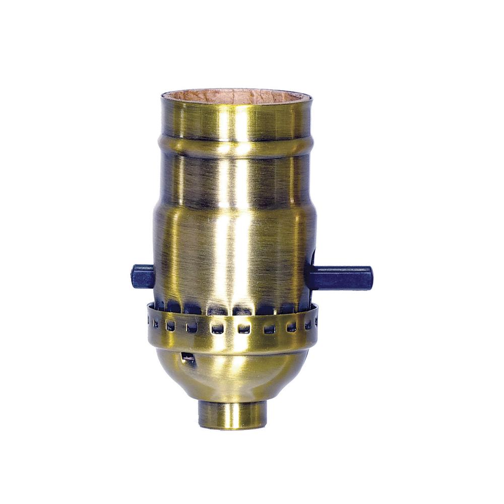 On-Off Push Thru Socket; 1/8 IPS; 3 Piece Stamped Solid Brass; Antique Brass Finish; 660W; 250V