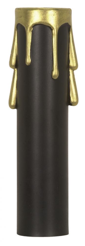 Plastic Drip Candle Cover; Black Plastic With Gold Drip; 13/16" Inside Diameter; 7/8"