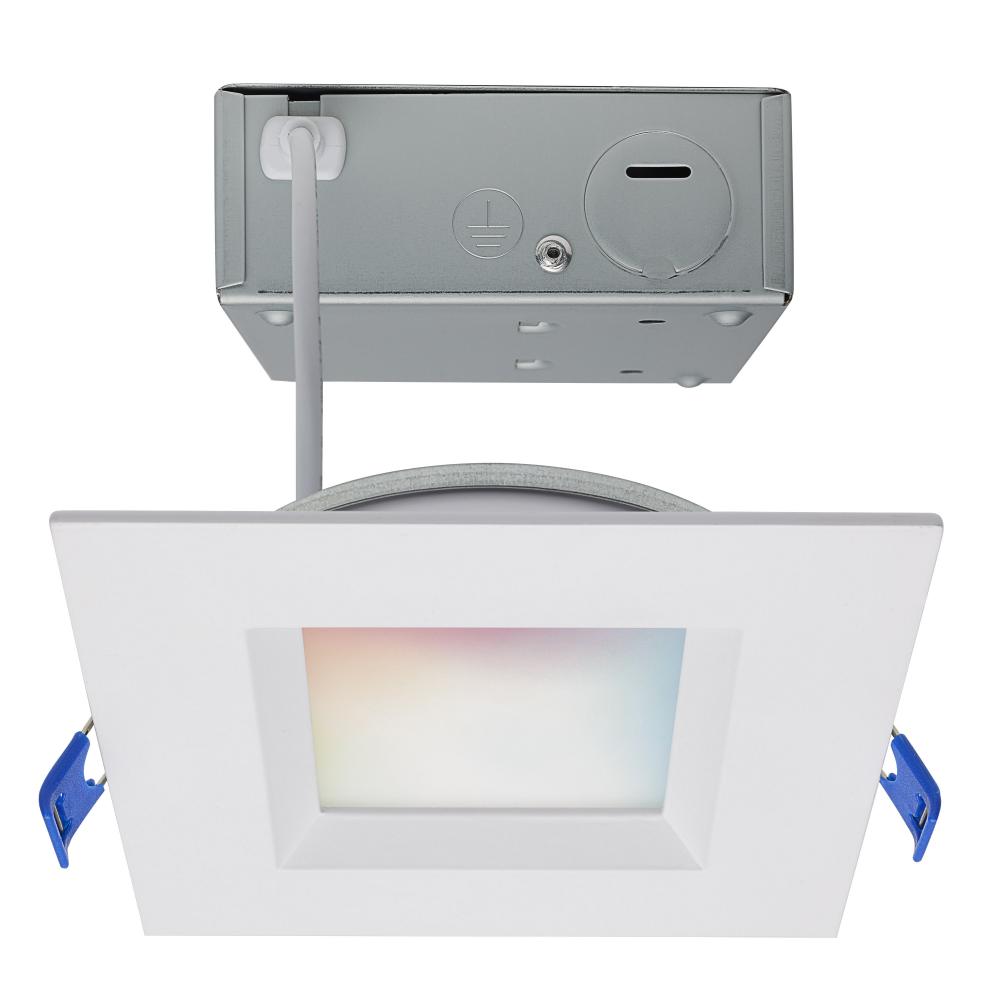 9 Watt; LED Direct Wire; Low Profile Regress Baffle Downlight; 4 Inch Square; Starfish IOT; Tunable