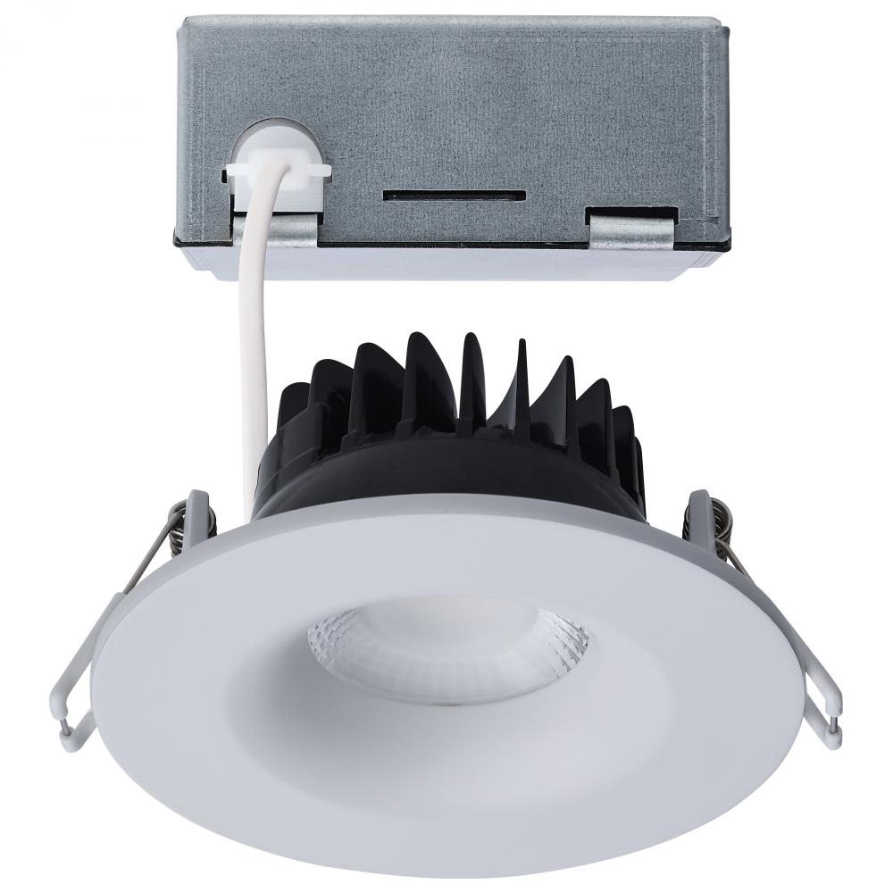 10 Watt LED Direct Wire Downlight; Remote Driver; CCT Selectable; Dimmable; Round; White Finish