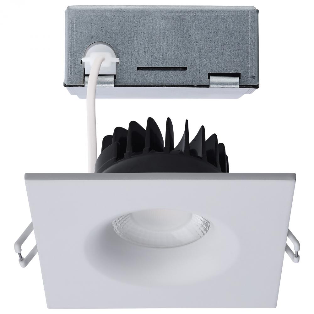 10 Watt LED Direct Wire Downlight; Remote Driver; CCT Selectable; Dimmable; Square; White Finish