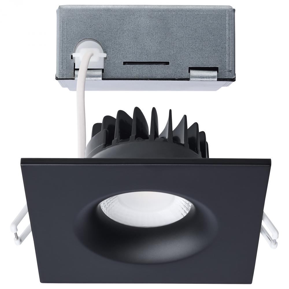 10 Watt LED Direct Wire Downlight; Remote Driver; CCT Selectable; Dimmable; Square; Black Finish