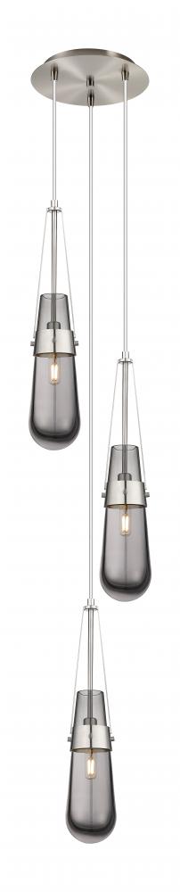 Milan - 3 Light - 12 inch - Brushed Satin Nickel - Multi Pendant