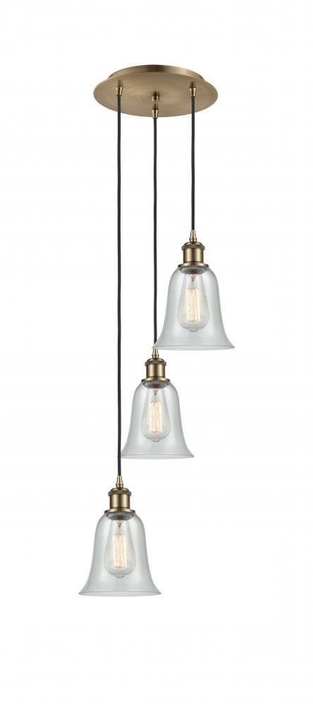 Hanover - 3 Light - 13 inch - Antique Brass - Cord Hung - Multi Pendant