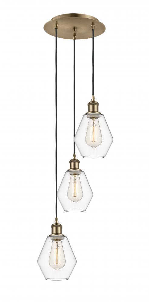 Cindyrella - 3 Light - 13 inch - Antique Brass - Cord Hung - Multi Pendant