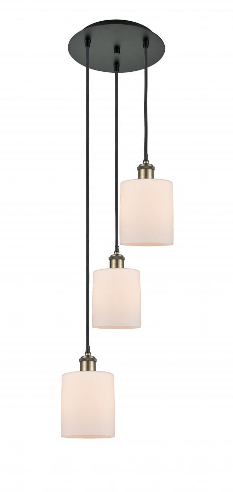 Cobbleskill - 3 Light - 12 inch - Black Antique Brass - Cord Hung - Multi Pendant