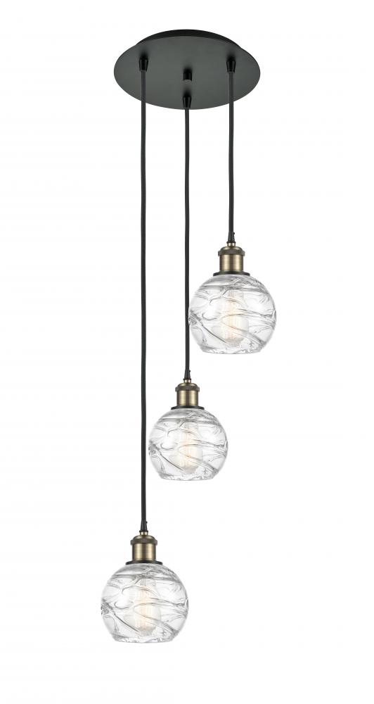 Athens Deco Swirl - 3 Light - 12 inch - Black Antique Brass - Cord Hung - Multi Pendant