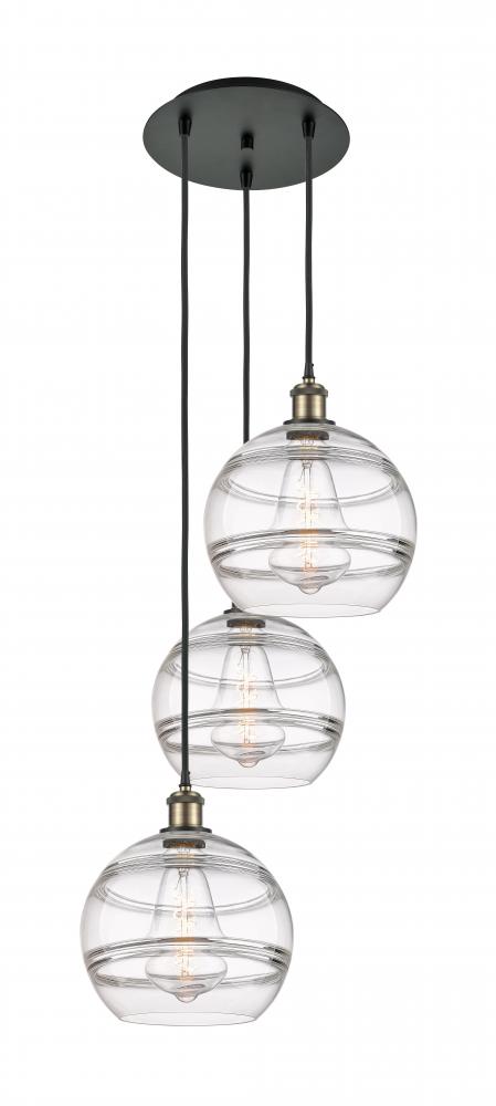 Rochester - 3 Light - 17 inch - Black Antique Brass - Cord hung - Multi Pendant