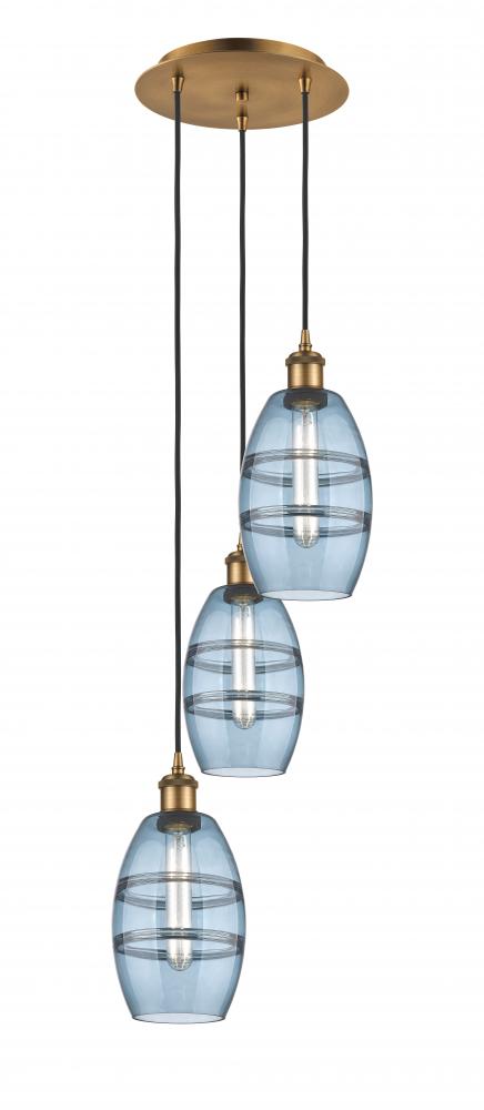 Vaz - 3 Light - 12 inch - Brushed Brass - Cord hung - Multi Pendant