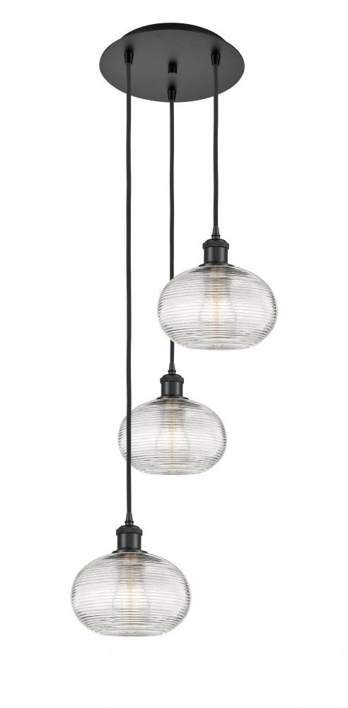 Ithaca - 3 Light - 15 inch - Matte Black - Cord hung - Multi Pendant