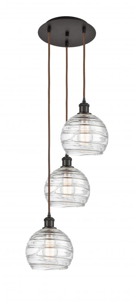 Athens Deco Swirl - 3 Light - 15 inch - Oil Rubbed Bronze - Cord hung - Multi Pendant