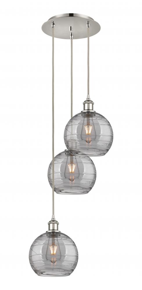 Athens Deco Swirl - 3 Light - 15 inch - Polished Nickel - Cord hung - Multi Pendant