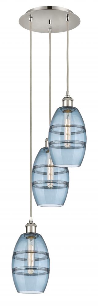 Vaz - 3 Light - 12 inch - Polished Nickel - Cord hung - Multi Pendant