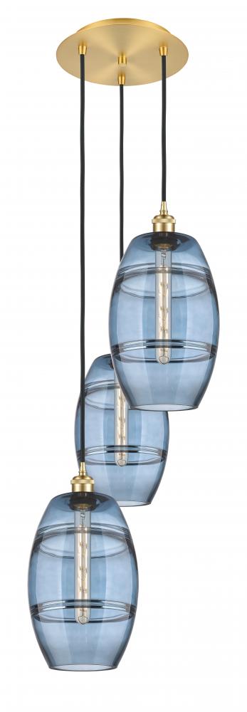 Vaz - 3 Light - 15 inch - Satin Gold - Cord hung - Multi Pendant