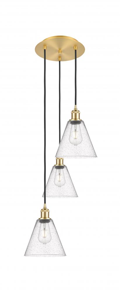 Berkshire - 3 Light - 15 inch - Satin Gold - Cord Hung - Multi Pendant