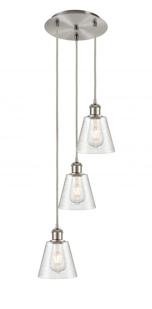 Caton - 3 Light - 12 inch - Brushed Satin Nickel - Cord Hung - Multi Pendant