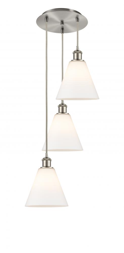 Berkshire - 3 Light - 15 inch - Brushed Satin Nickel - Cord Hung - Multi Pendant