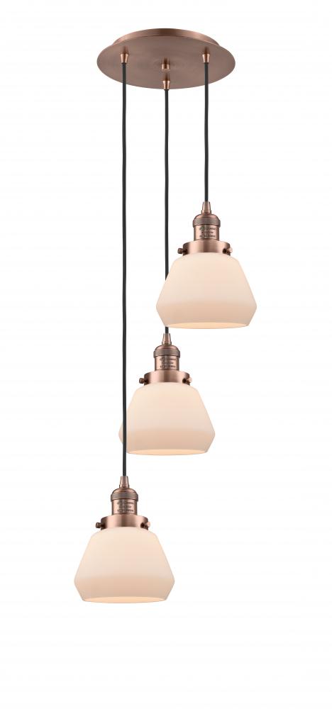 Fulton - 3 Light - 14 inch - Antique Copper - Cord hung - Multi Pendant