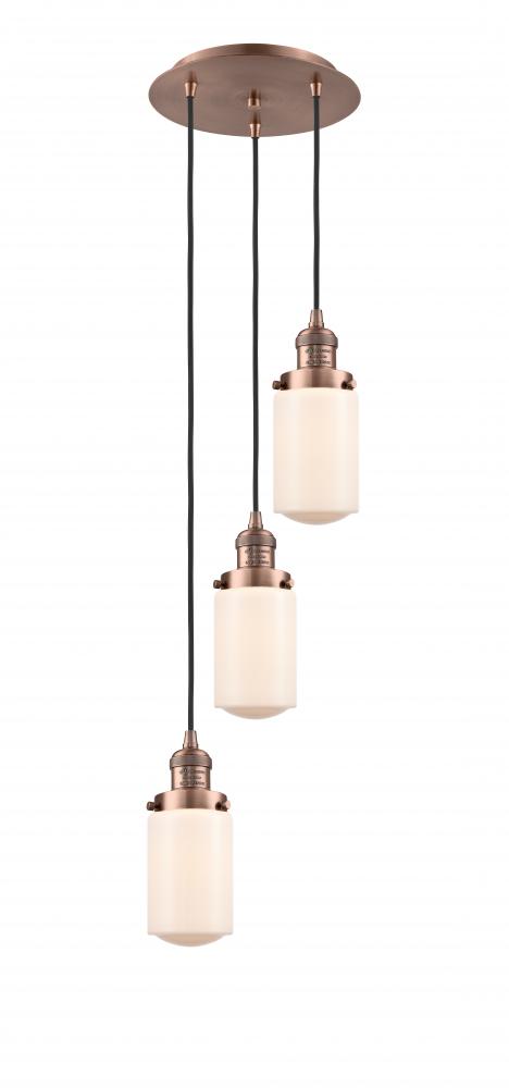 Dover - 3 Light - 11 inch - Antique Copper - Cord hung - Multi Pendant