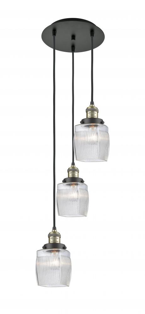 Colton - 3 Light - 12 inch - Black Antique Brass - Cord hung - Multi Pendant