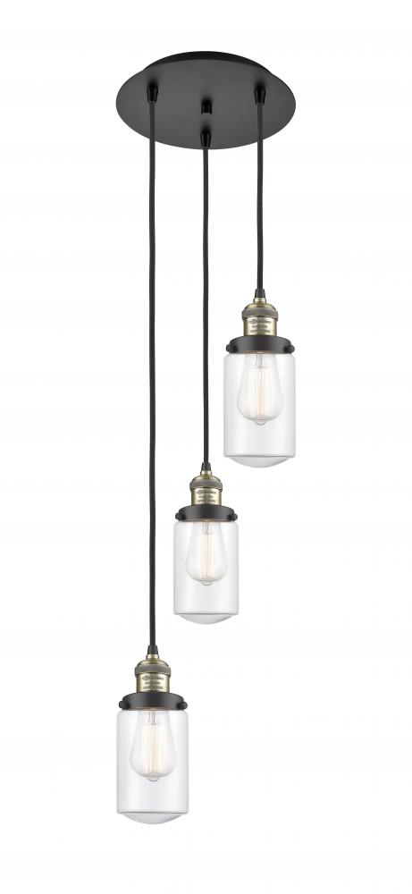 Dover - 3 Light - 11 inch - Black Antique Brass - Cord hung - Multi Pendant