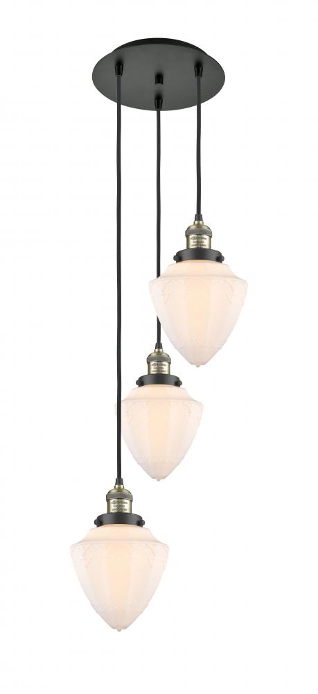 Bullet - 3 Light - 14 inch - Black Antique Brass - Cord hung - Multi Pendant