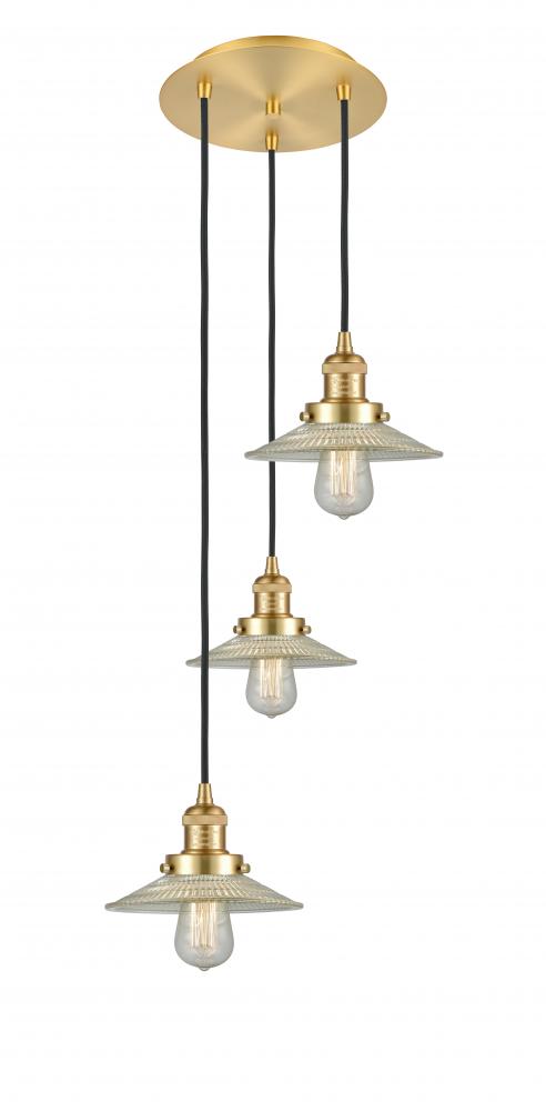 Halophane - 3 Light - 16 inch - Satin Gold - Cord hung - Multi Pendant