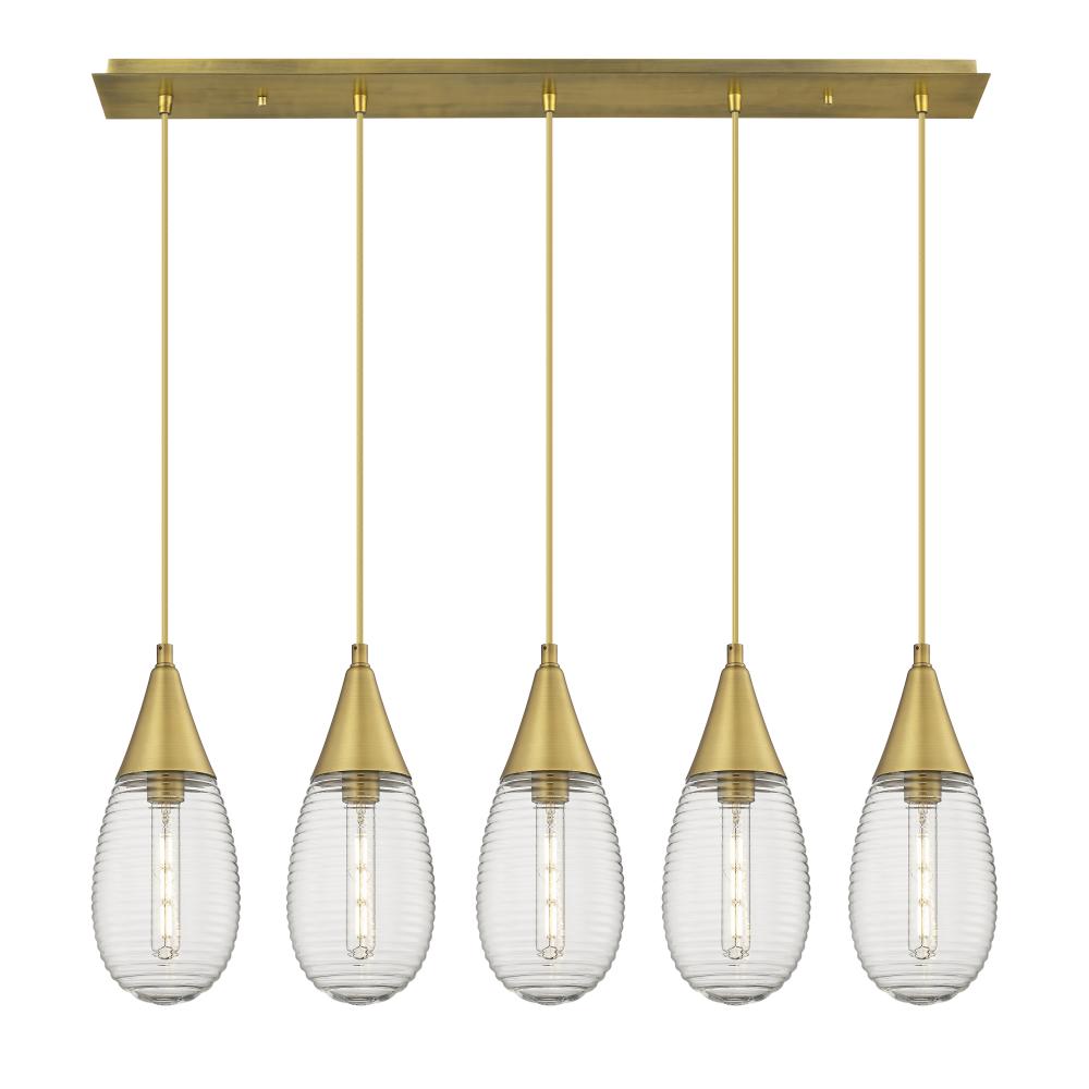 Malone - 5 Light - 38 inch - Brushed Brass - Linear Pendant