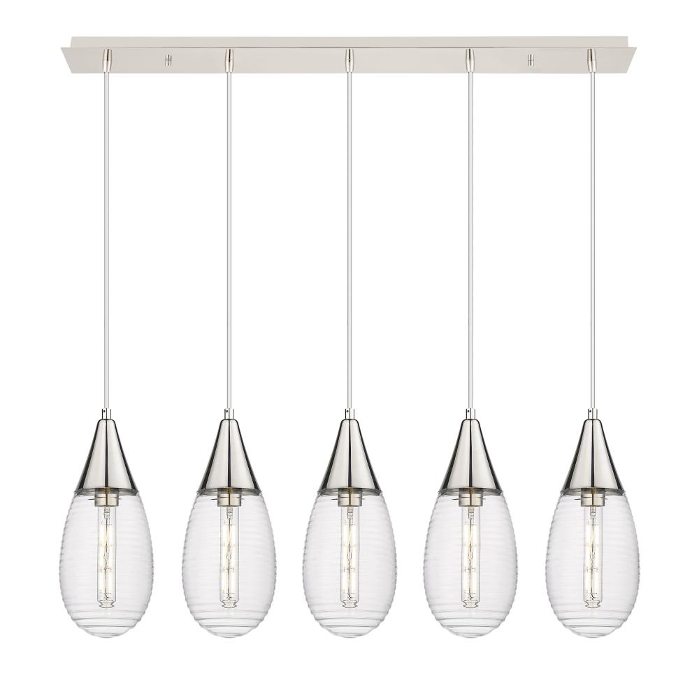 Malone - 5 Light - 38 inch - Polished Nickel - Linear Pendant