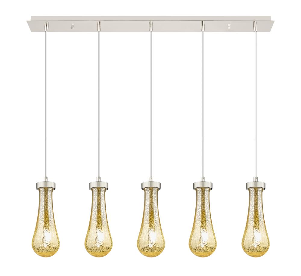Owego - 5 Light - 37 inch - Brushed Polished Nickel - Linear Pendant