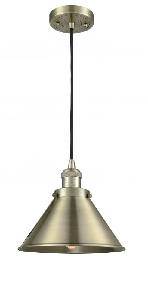 Briarcliff - 1 Light - 10 inch - Antique Brass - Cord hung - Mini Pendant