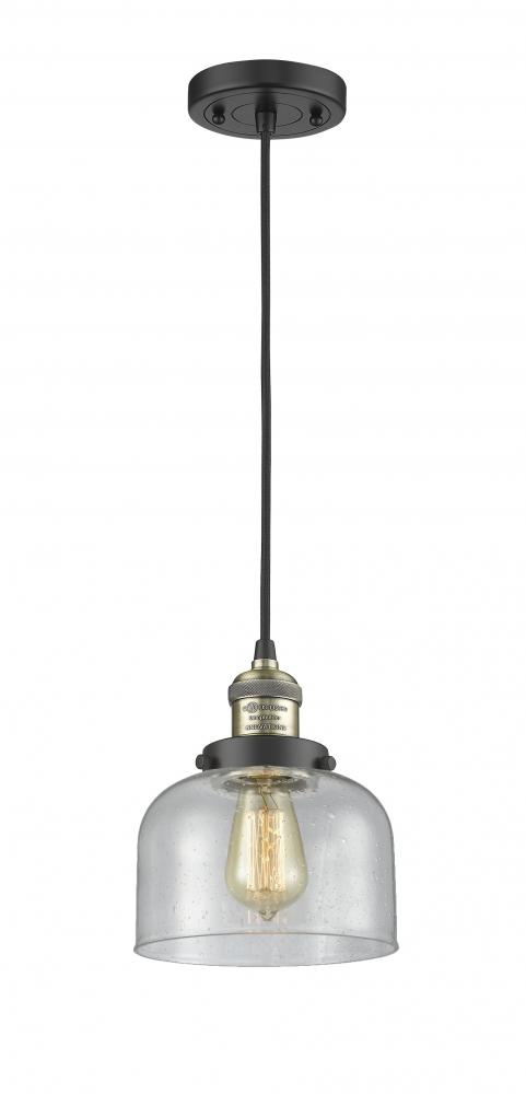 Bell - 1 Light - 8 inch - Black Antique Brass - Cord hung - Mini Pendant