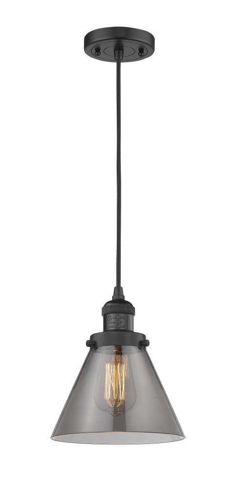 Cone - 1 Light - 8 inch - Matte Black - Cord hung - Mini Pendant