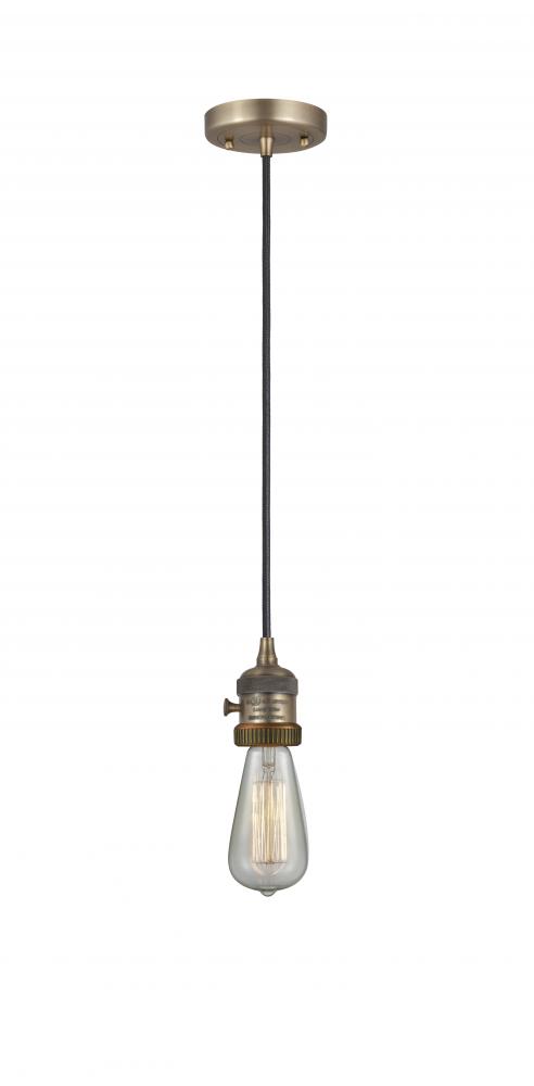 Bare Bulb - 1 Light - 3 inch - Brushed Brass - Cord hung - Mini Pendant