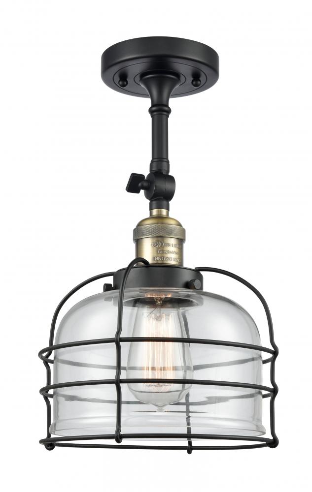 Bell Cage - 1 Light - 9 inch - Black Antique Brass - Semi-Flush Mount