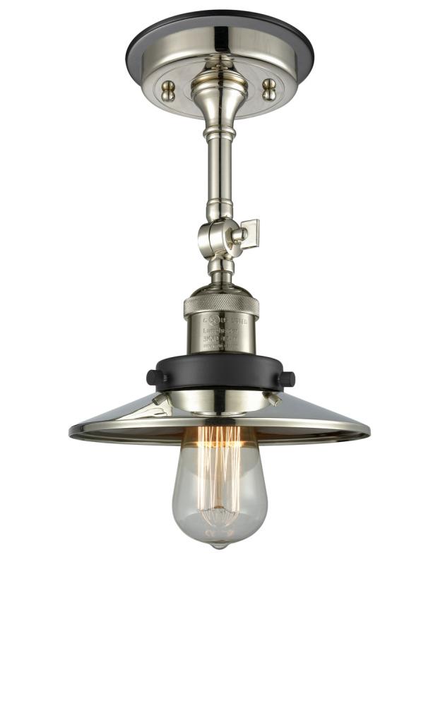 Railroad - 1 Light - 8 inch - Polished Nickel - Semi-Flush Mount