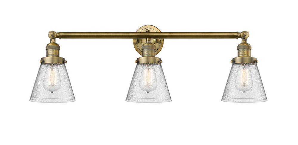 Cone - 3 Light - 30 inch - Brushed Brass - Bath Vanity Light