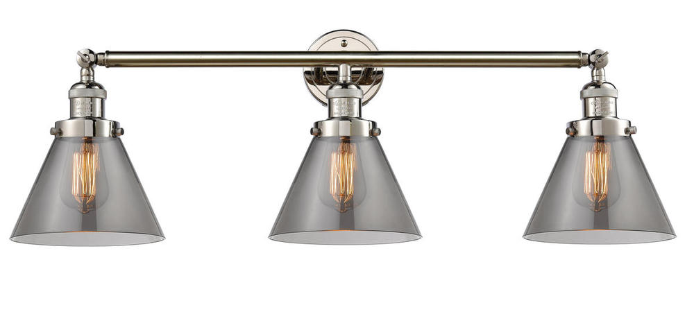 Cone - 3 Light - 32 inch - Polished Nickel - Bath Vanity Light