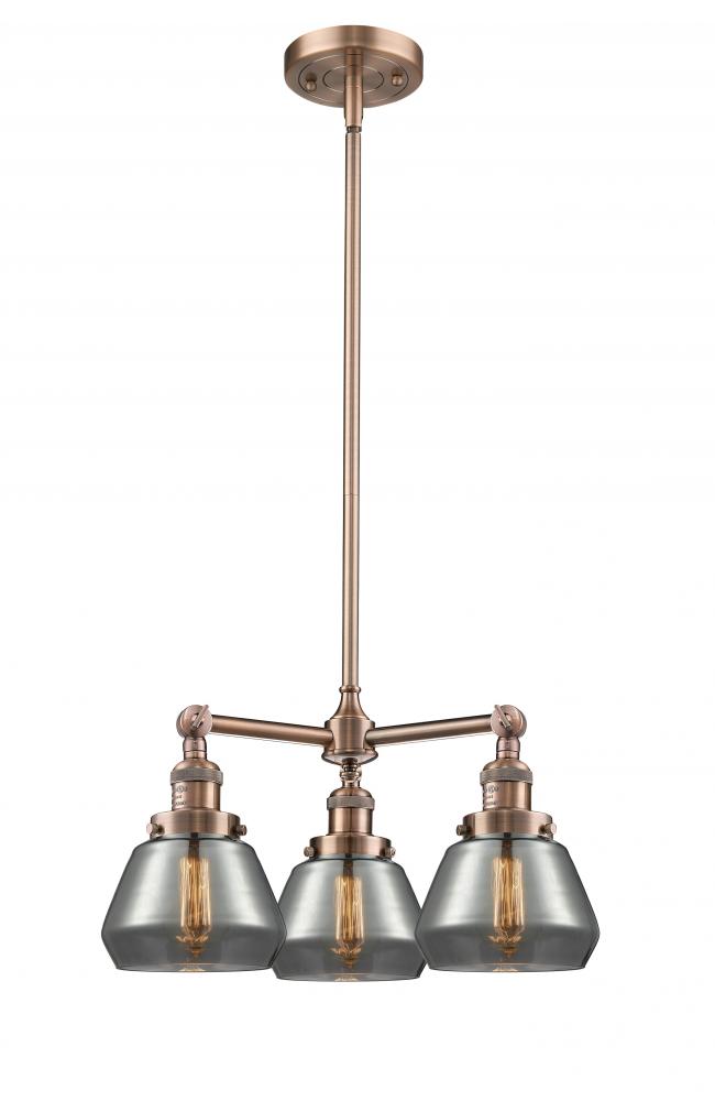 Fulton - 3 Light - 22 inch - Antique Copper - Stem Hung - Chandelier