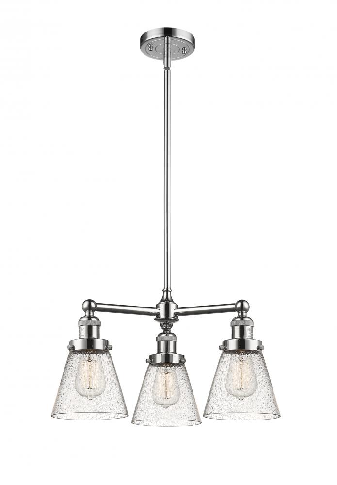 Cone - 3 Light - 19 inch - Polished Nickel - Stem Hung - Chandelier