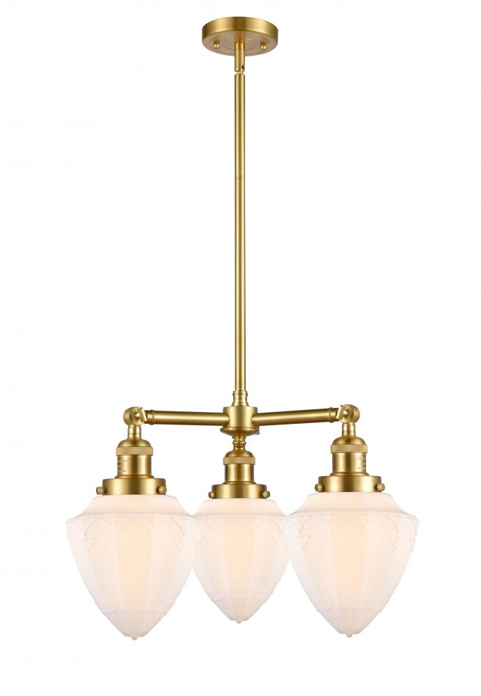 Bullet - 3 Light - 20 inch - Satin Gold - Stem Hung - Chandelier