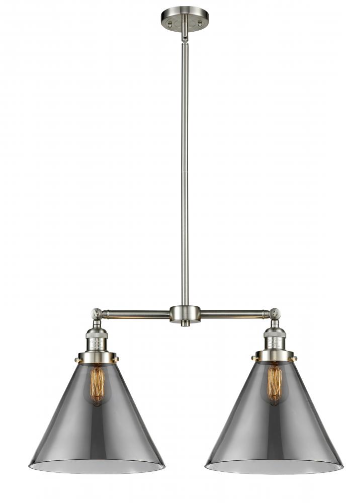 Cone - 2 Light - 21 inch - Brushed Satin Nickel - Stem Hung - Island Light