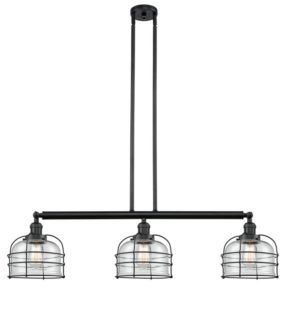 Bell Cage - 3 Light - 42 inch - Matte Black - Stem Hung - Island Light