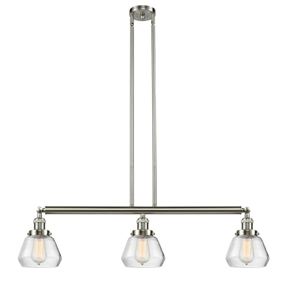 Fulton - 3 Light - 39 inch - Brushed Satin Nickel - Stem Hung - Island Light