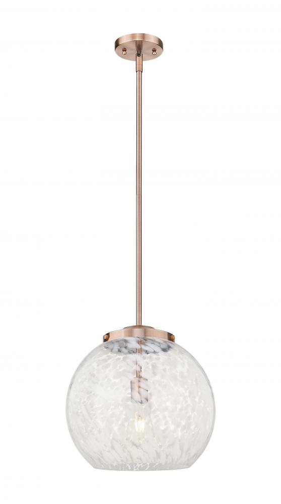 White Mouchette - 1 Light - 14 inch - Antique Copper - Stem Hung - Pendant