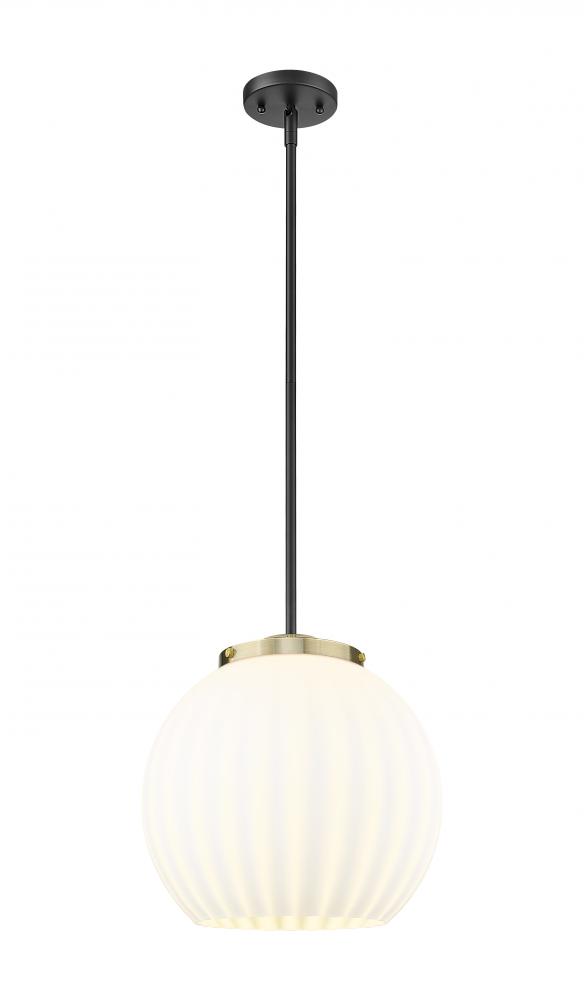 White Venetian - 1 Light - 14 inch - Black Antique Brass - Stem Hung - Pendant